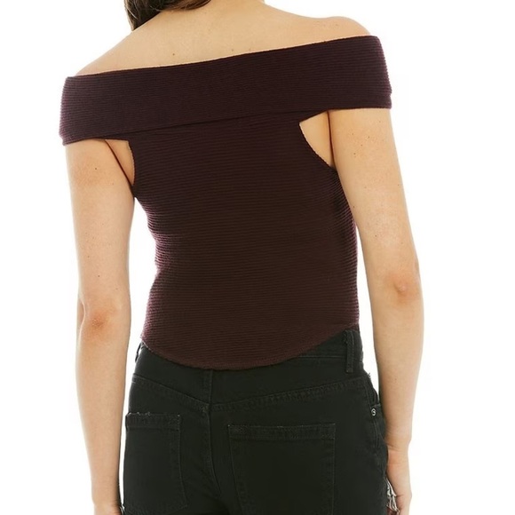 🎄Free People This Cutie Ribbed Knit Folded Off Shoulder Top - Picture 3 of 5